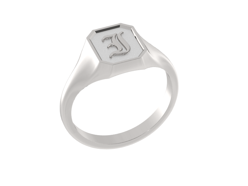 Classic men's signet ring, traditional octagonal face, custom initial in solid 14k gold or sterling silver. Heavyweight, heirloom quality personalized gift for men.
