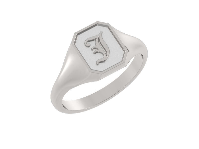 Classic men's signet ring, traditional octagonal face, custom initial in solid 14k gold or sterling silver. Heavyweight, heirloom quality personalized gift for men.