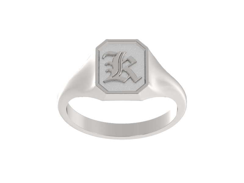 Classic men's signet ring, traditional octagonal face, custom initial in solid 14k gold or sterling silver. Heavyweight, heirloom quality personalized gift for men.