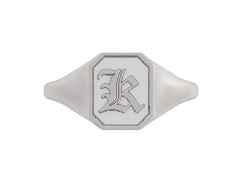 Classic men's signet ring, traditional octagonal face, custom initial in solid 14k gold or sterling silver. Heavyweight, heirloom quality personalized gift for men.