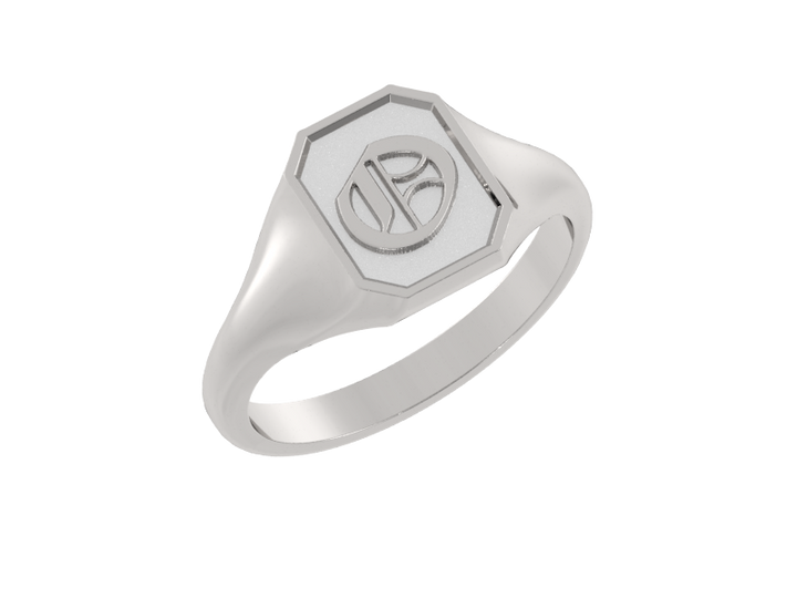 Classic men's signet ring, traditional octagonal face, custom initial in solid 14k gold or sterling silver. Heavyweight, heirloom quality personalized gift for men.