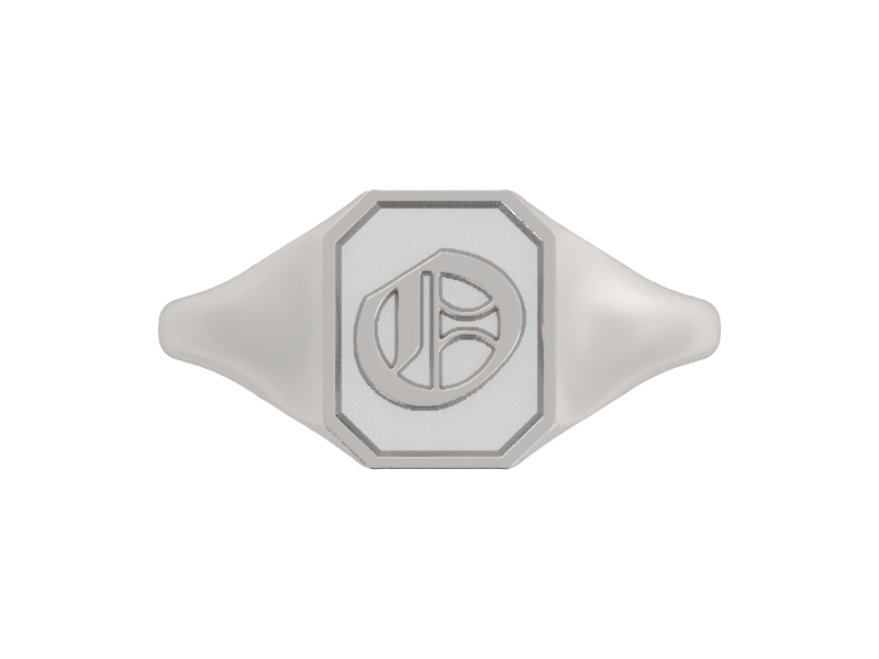 Classic men's signet ring, traditional octagonal face, custom initial in solid 14k gold or sterling silver. Heavyweight, heirloom quality personalized gift for men.