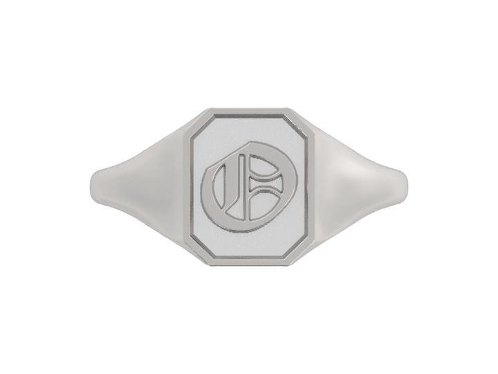 Classic men's signet ring, traditional octagonal face, custom initial in solid 14k gold or sterling silver. Heavyweight, heirloom quality personalized gift for men.