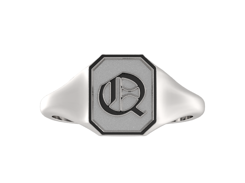 Classic men's signet ring, traditional octagonal face, custom initial in solid 14k gold or sterling silver. Heavyweight, heirloom quality personalized gift for men.