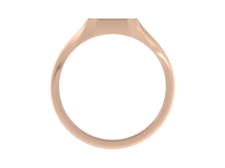 Classic men's signet ring, traditional octagonal face, custom initial in solid 14k rose gold. Heavyweight, heirloom quality personalized gift for men.