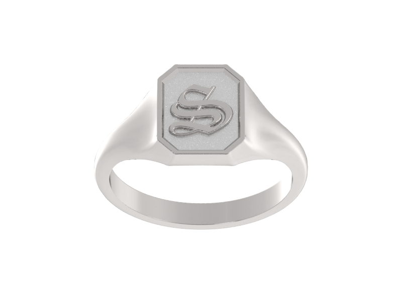 Classic men's signet ring, traditional octagonal face, custom initial in solid 14k gold or sterling silver. Heavyweight, heirloom quality personalized gift for men.