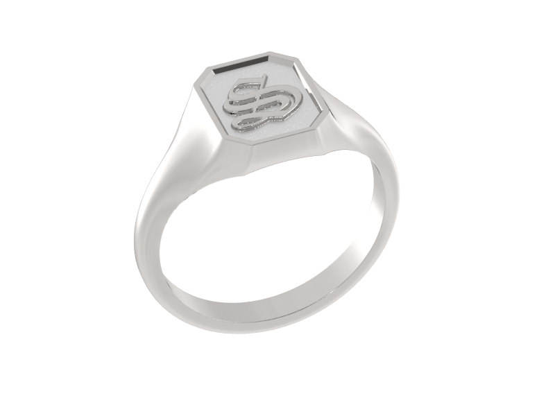 Classic men's signet ring, traditional octagonal face, custom initial in solid 14k gold or sterling silver. Heavyweight, heirloom quality personalized gift for men.