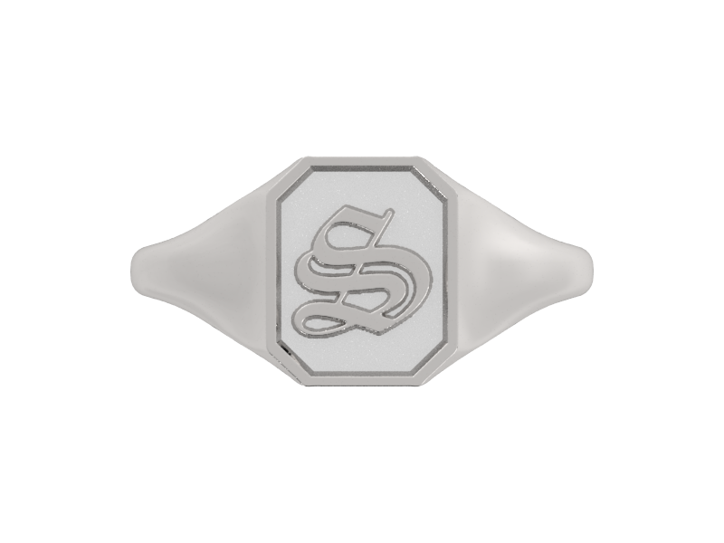 Classic men's signet ring, traditional octagonal face, custom initial in solid 14k gold or sterling silver. Heavyweight, heirloom quality personalized gift for men.