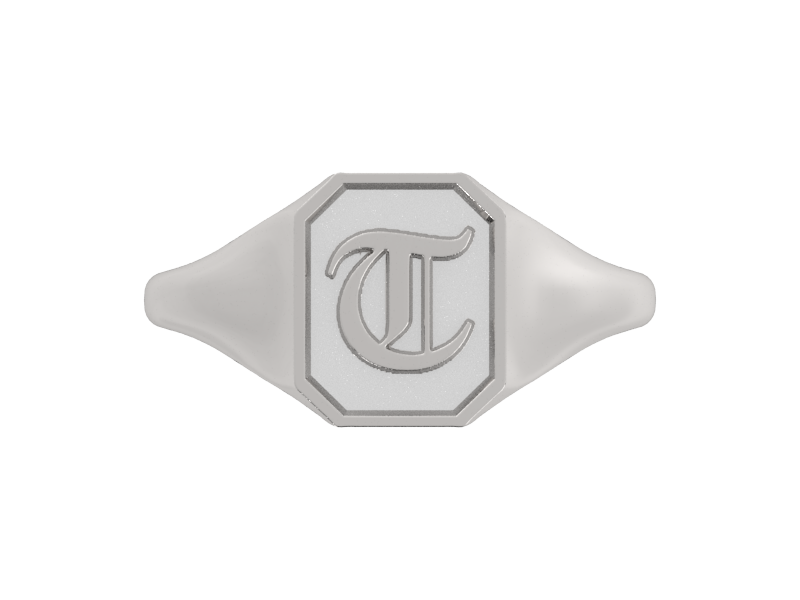 Classic men's signet ring, traditional octagonal face, custom initial in solid 14k gold or sterling silver. Heavyweight, heirloom quality personalized gift for men.