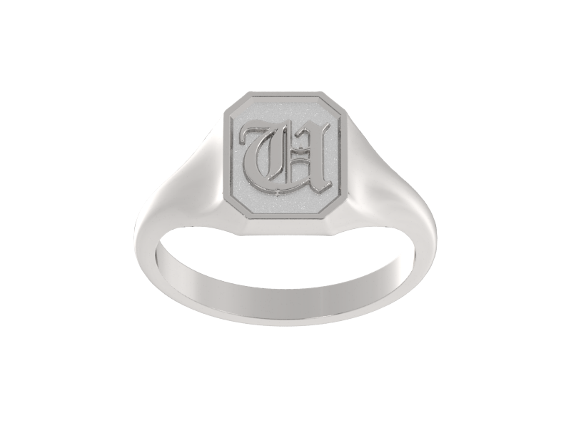 Classic men's signet ring, traditional octagonal face, custom initial in solid 14k gold or sterling silver. Heavyweight, heirloom quality personalized gift for men.