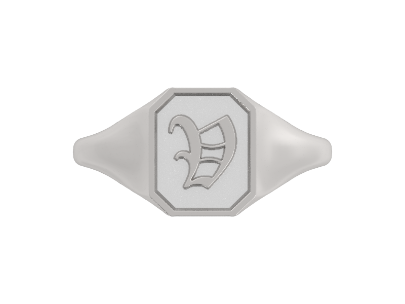 Classic men's signet ring, traditional octagonal face, custom initial in solid 14k gold or sterling silver. Heavyweight, heirloom quality personalized gift for men.