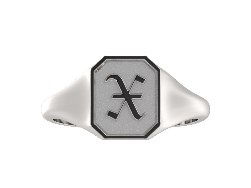 Classic men's signet ring, traditional octagonal face, custom initial in solid 14k gold or sterling silver. Heavyweight, heirloom quality personalized gift for men.