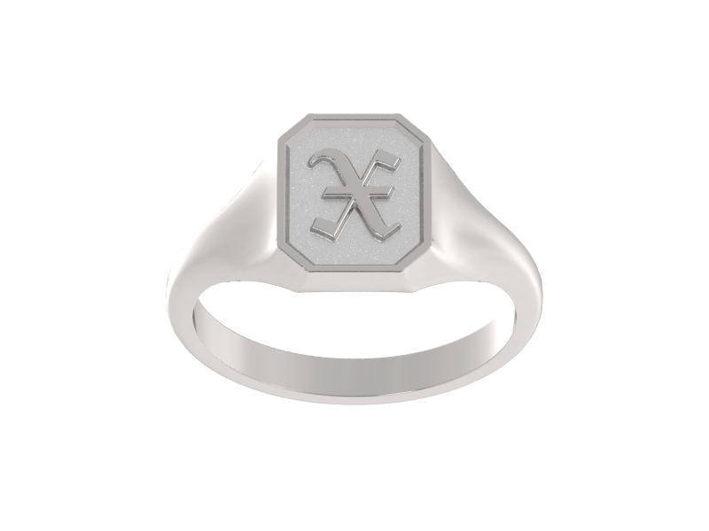 Classic men's signet ring, traditional octagonal face, custom initial in solid 14k gold or sterling silver. Heavyweight, heirloom quality personalized gift for men.