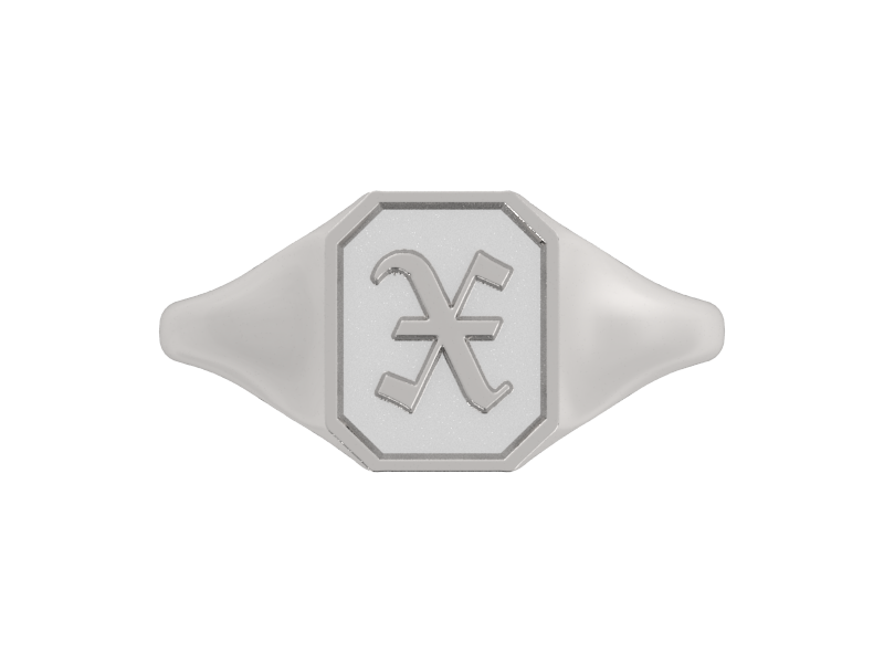 Classic men's signet ring, traditional octagonal face, custom initial in solid 14k gold or sterling silver. Heavyweight, heirloom quality personalized gift for men.