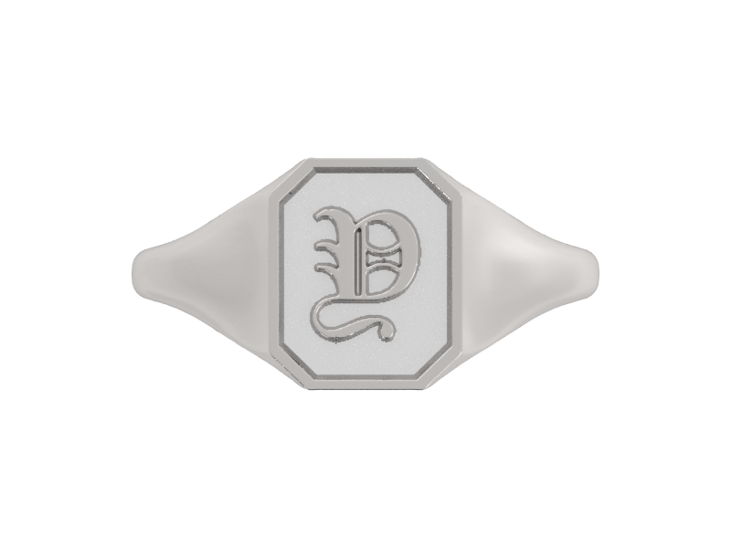 Classic men's signet ring, traditional octagonal face, custom initial in solid 14k gold or sterling silver. Heavyweight, heirloom quality personalized gift for men.