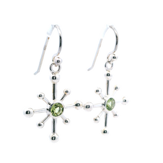 Earrings (Satellite Drop With Peridot) .925 Sterling Silver