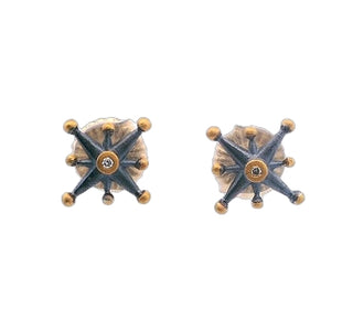 22K & Ox Silver Starburst Stud