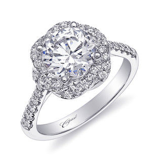 Twisted Halo Diamond Engagement Ring Semi-Mount In White Gold