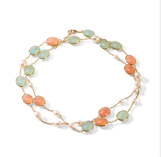 18KY Chalcedony & Pearl Necklace