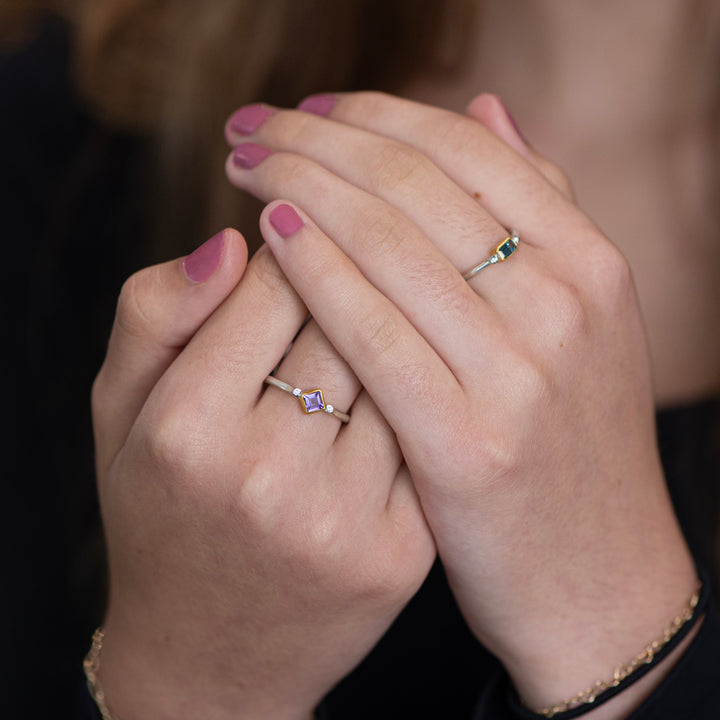Sterling Silver and 22k Yellow Gold "JAIPUR" Amethyst Ring