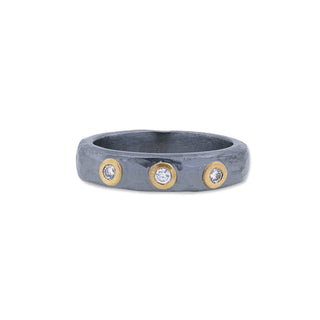 24K Gold & Oxidized Sterling Silver “STOCKHOLM” Ring, with 3 Diamonds