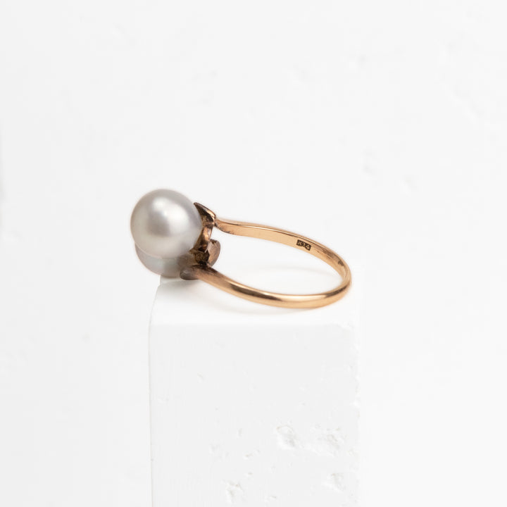 14KY 8.2-8.3mm 2 Pearl Ring