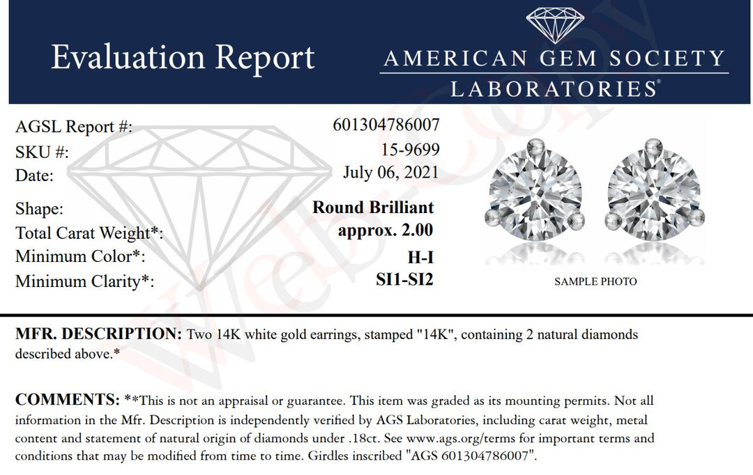 2.0 cttw Diamond Stud Earrings In White Gold