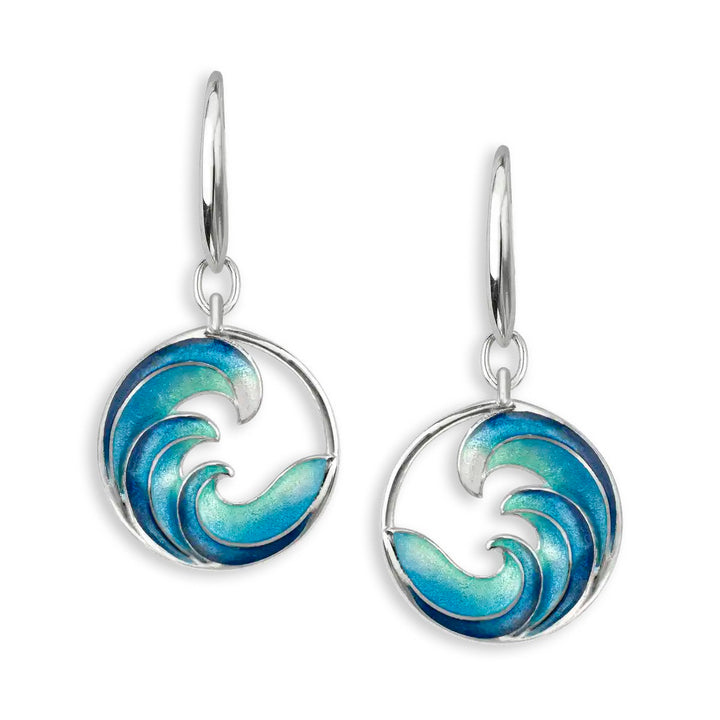 Blue Ocean Waves Wire Earrings