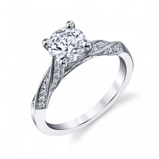 Twisted Shank Diamond Engagement Ring Semi-Mount In White Gold