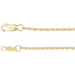 14K Yellow 1.25 mm Rope 18" Chain