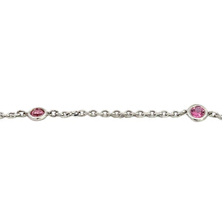 Pink Sapphire Station Bracelet In White Gold