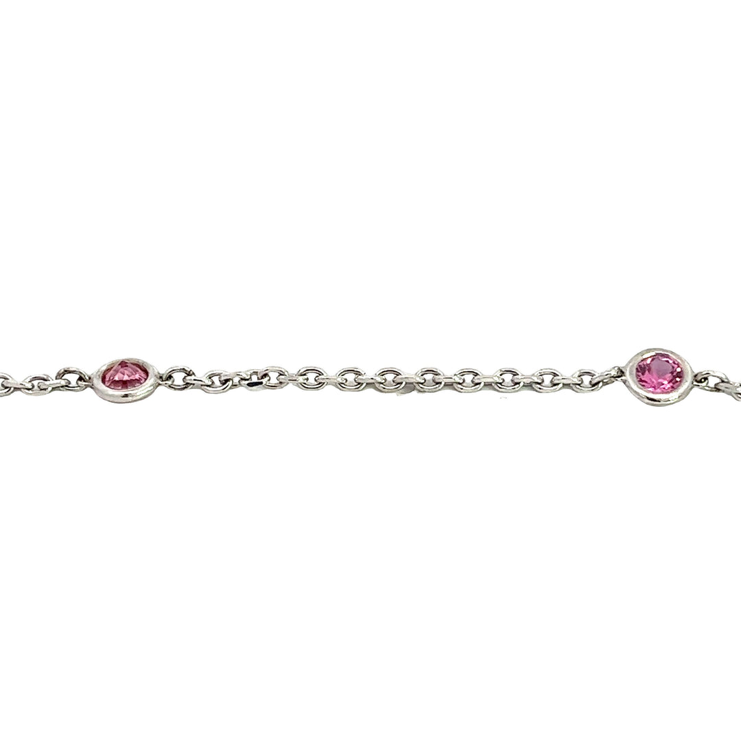 Pink Sapphire Station Bracelet In White Gold