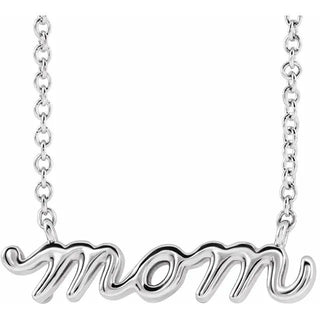 Sterling Silver Petite Mom Script 18" Necklace