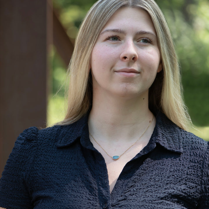 14K Yellow Gold Freeform Opal Doublet Station Necklace