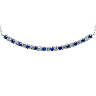 14K White Gold Sapphire and Diamond Bar Necklace