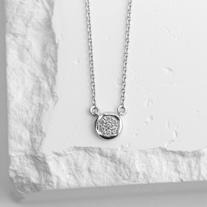 Sterling Silver Diamond Cluster Circle Necklace