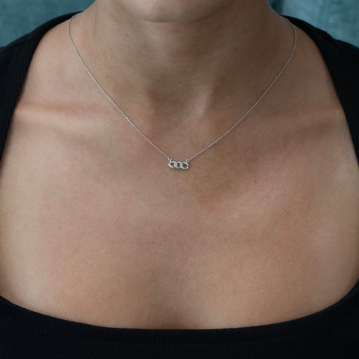 Sterling Silver Diamond Triple Link Station Necklace