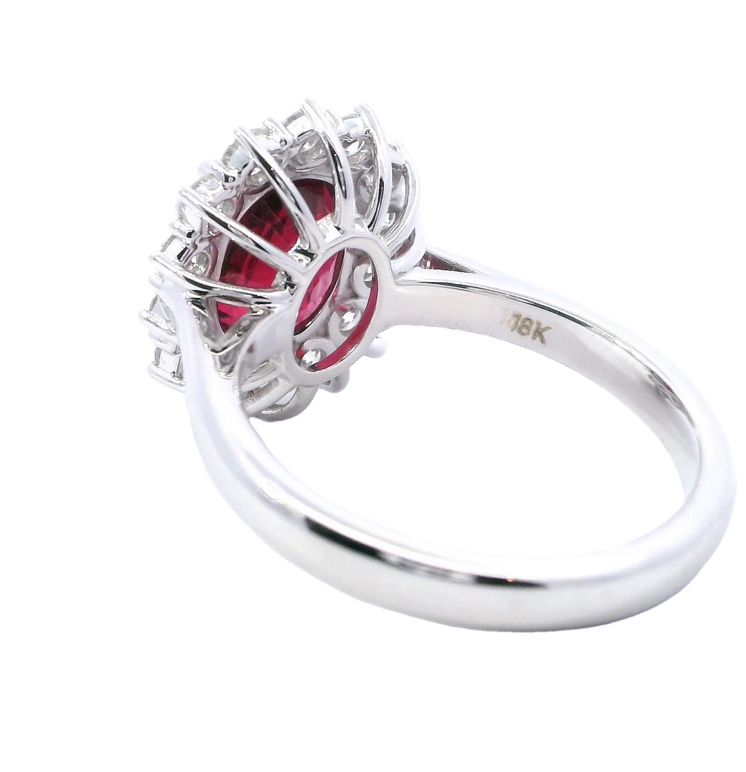 18KW Rubellite 2.74ct Halo Dia .62ctw