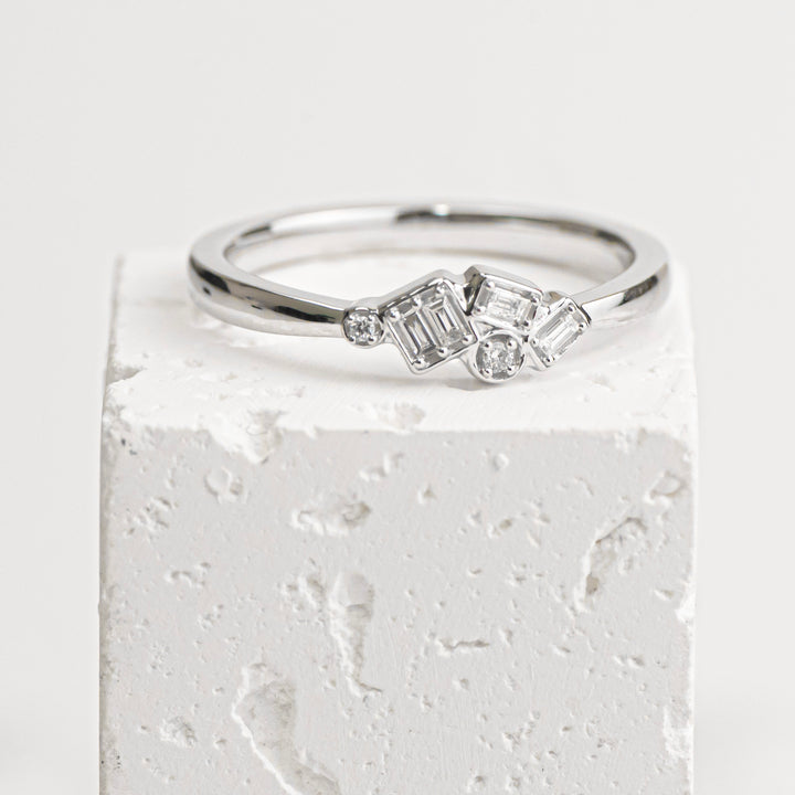 Sterling Silver Diamond Cluster Ring