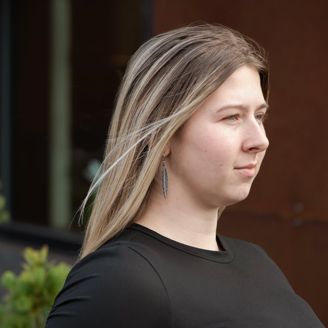 Oxidized Sterling Silver Diamond "WILLOW" Earrings