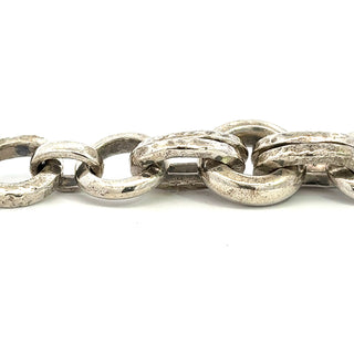 Chunky Hammer Finished Round Link Bracelet In Sterling Silver By Rolling Silvers