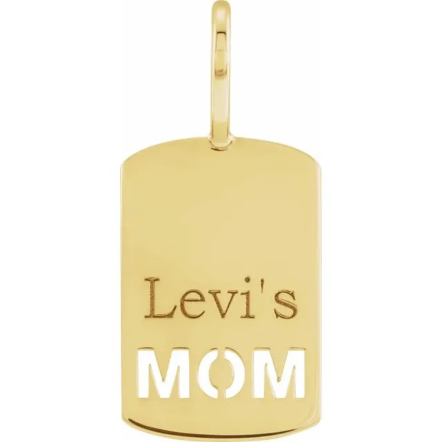 14K Yellow Engravable Mom Charm/Pendant