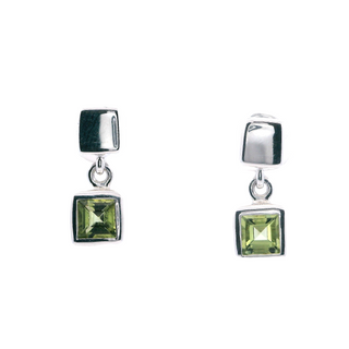 Sterling Silver Ice Cube Drop w/Peridot Earrings