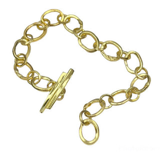 Hammered Oval Link Bracelet in Yellow Gold  By Janet Brum