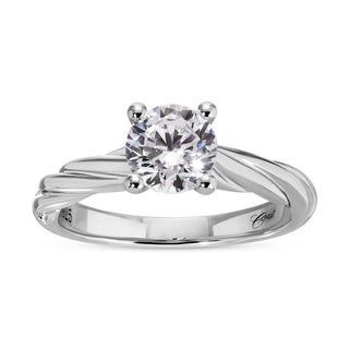 Braded Shank Solitaire Engagement Ring Semi-Mount In White Gold