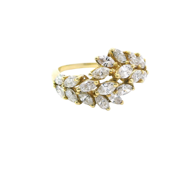 18KY Marquise Cluster Ring