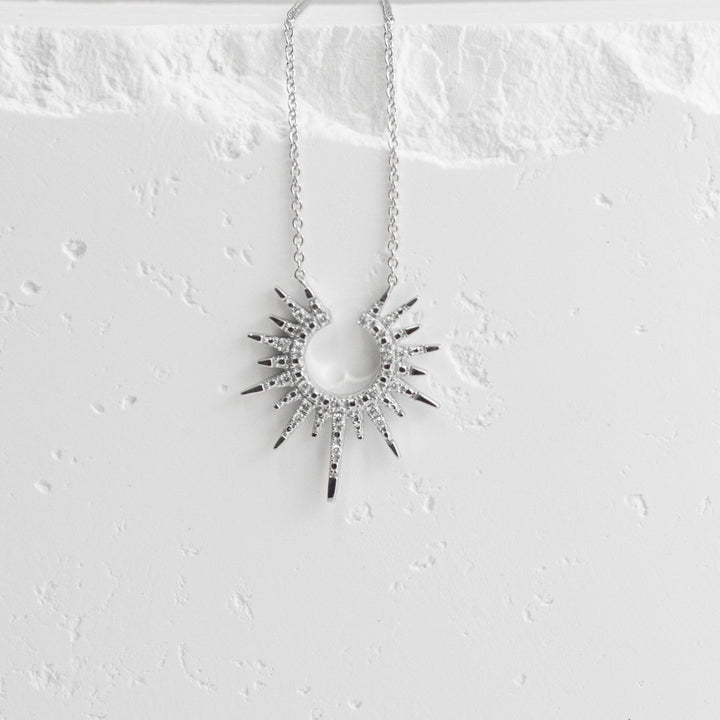 Sterling Silver Diamond Sunburst Necklace