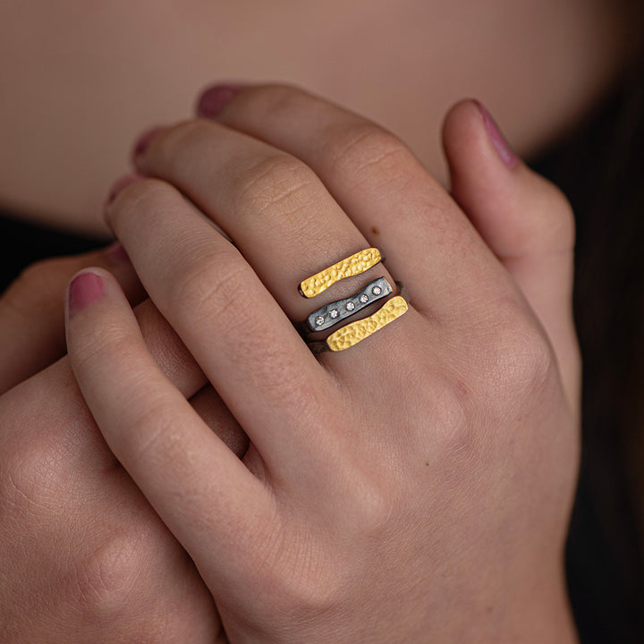 24K Fusion Gold and Oxidized Silver "SPLIT" Ring