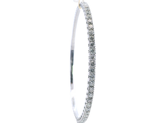 14K White Gold Round Diamond Flex Bangle (2.14 cttw)