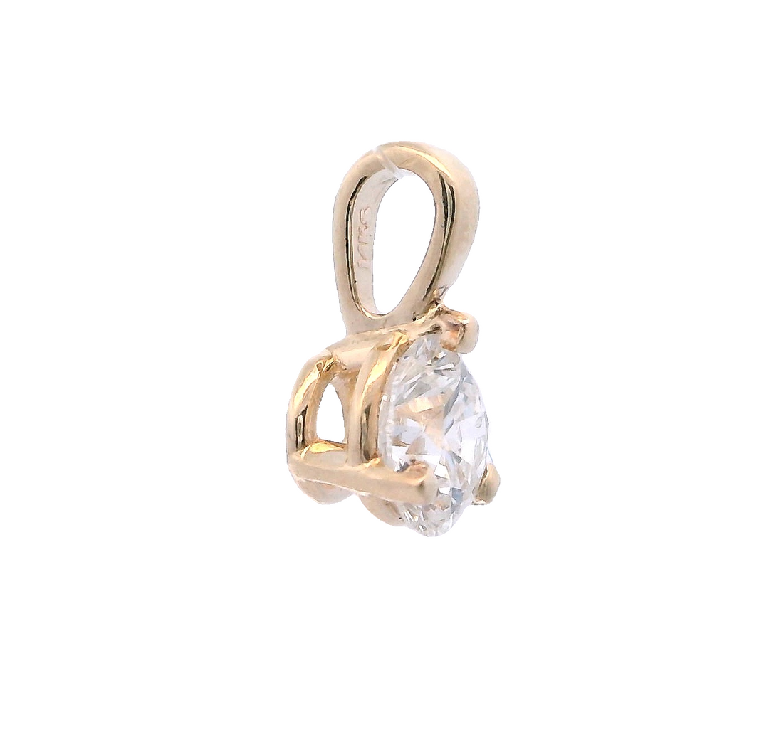 14K Yellow Gold Diamond Solitaire Pendant (0.35 carat)